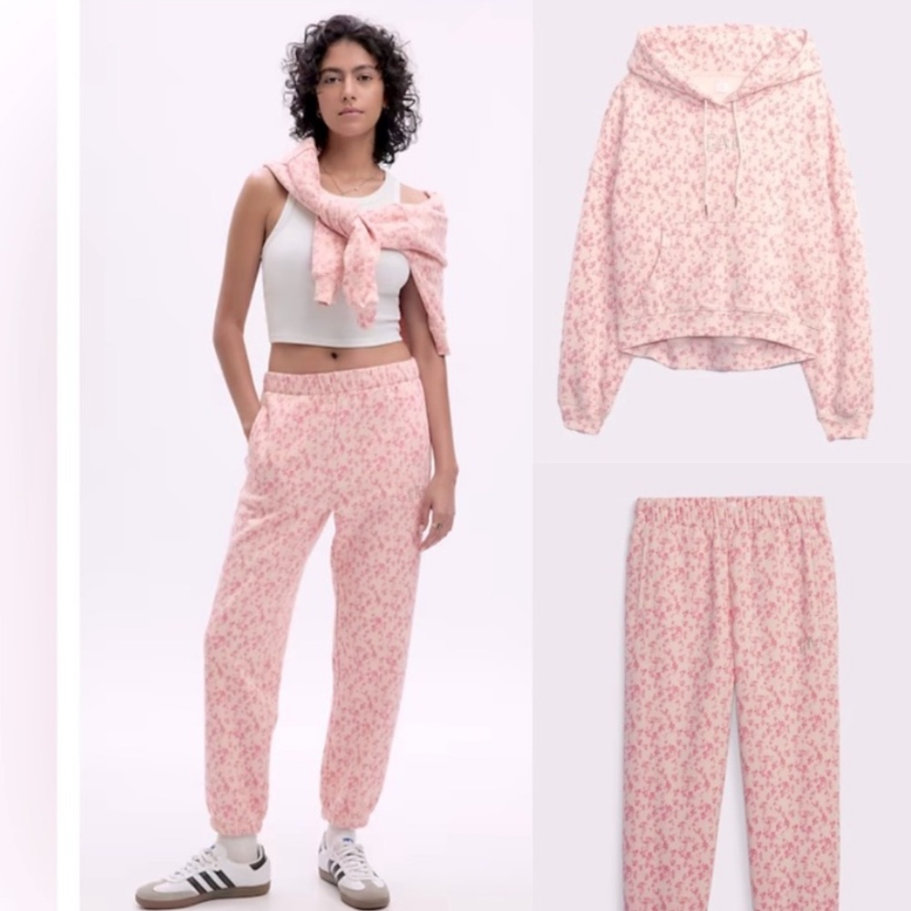 LoveShackFancy x GAP Pink Floral Hoodie and Joggers Set